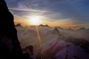lever de soleil entre le Zinalrothorn et l'Ober Gabelhorn