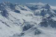 vue sur le glacier des Evettes, entre Ciamarella et Albaron, au dessus des gorges de la Reculaz